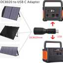 DC8020 to USB-C Adapter, DC8020 Female to Type C Connector Adapter for Solar Panel RV Portable Power Station Compatible with Jackery