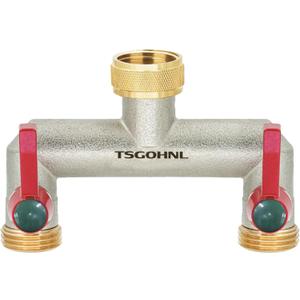 Brass Garden Hose Splitter, 2 Way Faucet Diverter with 2 Extension Handles, Outdoor Hose Splitter, Heavy Duty Nickel Plated, GHT 3/4-Inch Female Inlet and 3/4-Inch Male Outlet Brass Garden Hose Splitter, 2 Way Faucet Diverter with 2 Extension Handles, Outdoor Hose Splitter, Heavy Duty Nickel Plated, GHT 3/4-Inch Female Inlet and 3/4-Inch Male Outlet