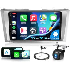 4G+64G Car Radio Stereo for Toyota Camry 2006-2011, Wireless CarPlay Android Auto 9 Inch IPS Touch Screen Android 13 GPS Head Unit WiFi Bluetooth DSP Audio USB Dual Mic HD Rear Camera