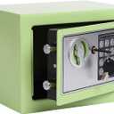 Yuanshikj Safe Box with Electronic Keypad, Small Hidden Steel Security Lock Box with Key, 0.23 Cubic Feet, 9.05" W x 6.69" D x 6.69" H, for Jewelry Gun Cash Use Storage money (LIGHT GREEN)