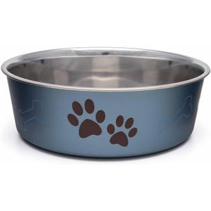 Loving Pets - Bella Bowls - Dog Food Water Bowl No Tip Stainless Steel Pet Bowl No Skid Spill Proof (Medium, Blueberry Blue)