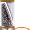 LHS 2 in 1 Salt and Pepper Grinder, Clear Acrylic Salt Grinders and Pepper Mill with Adjustable Coarseness Ceramic Rotor, Brown