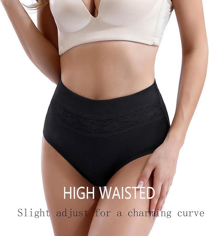 Women's Underwear Cotton Tummy Control High Waisted Underwear Soft Breathable Full Coverage Panties Multipack (4X-Large, Multi - A02 - 4 Pack Black)
