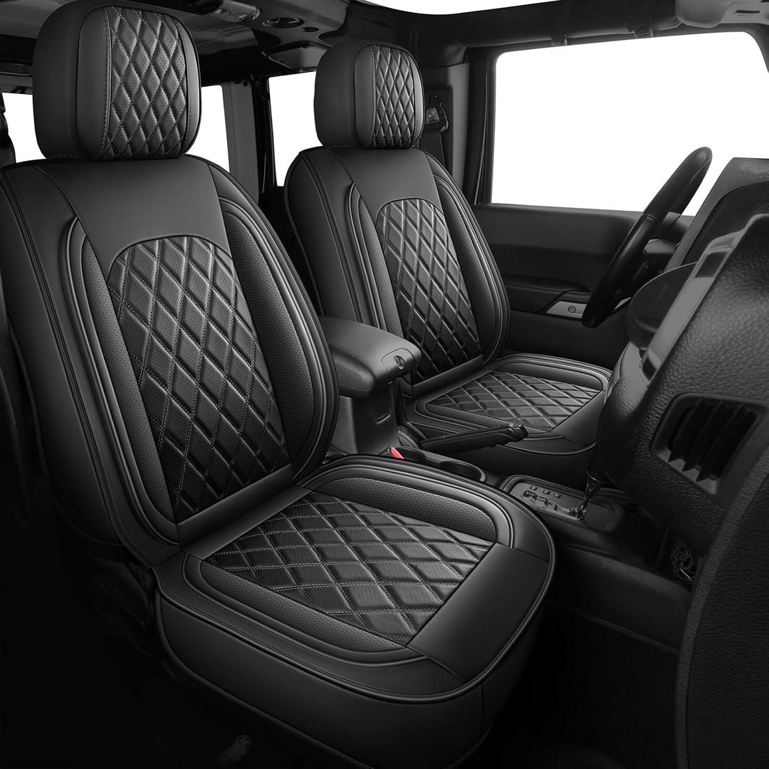 MIROZO Wrangler JK Seat Covers 4 Door,Leather Truck Seat Cover Full Set Fits for 2013-2017 Jeep Wrangler JK 4 Door,Waterproof Seat Covers Jeep Accessories (Black,Full Set)