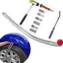 Car Dent Puller Kit, Manual Car Dent Remover PDR Kit, Auto Fender Paintless Dent Repair Tools with Big Curved Crowbar PDR Rod & Rubber Hammer for Motorcycle Metal Surfaces