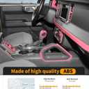 Hoolcar 24Pcs Pink ABS Interior Trim Decor Cover Interior Accessories Kit Fit for 2021-2024 Ford Bronco Center Console Dash Panel Cover & AC Vent Ring Cover & Dashboard Grab Handle Cover