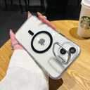 for iPhone 15 Plus Case, [Compatible with MagSafe], Magnetic Kickstand Case for Women Girls, Case for iPhone 15 Plus, 6.7", Clear Black