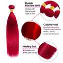Red Bundles Human Hair Bright Red Straight Bundles 22 22 22 Inch 8A Peruvian Virgin Double Weft Burgundy Bundle Hair Extensions