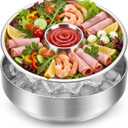 Shrimp Cocktail Serving Dish Chilled Serving Tray for Parties with Ice Bowl Stainless Steel Platter Charcuterie Servings Board Cold Dish for Shrimp Seafood Fruit Vegetable Buffet Restaurant