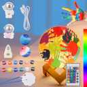 Minleway 16 Colors Rechargeable Paint Your Own Moon Lamp Kit, DIY Night Light Arts & Crafts Kit Gift for Kids, Women,Teen Girls Boy Birthday Ages 5 6 7 8 9 10 11 12 Bulk Kindergarten Home Dcor (4.7 inches-USB Charging type)