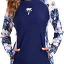 Halcurt Women's Long Sleeve Swim Shirt UPF 50+ Rash Guard Top, Medium 