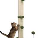 MECOOL 34 Tall Cat Scratching Post Premium Basics Kitten Scratcher Sisal Scratch Posts Trees with Hanging Ball for Indoor Cats (34 inches for Adult Cats, Cactus Green)