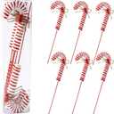 6Pcs Christmas Tree Decorations PicksRed White Woolen Candy Picks 14 Inch Xmas Tree Topper Ornaments for Christmas Wreath DIY Craft Home Vase Filler Party Supplies