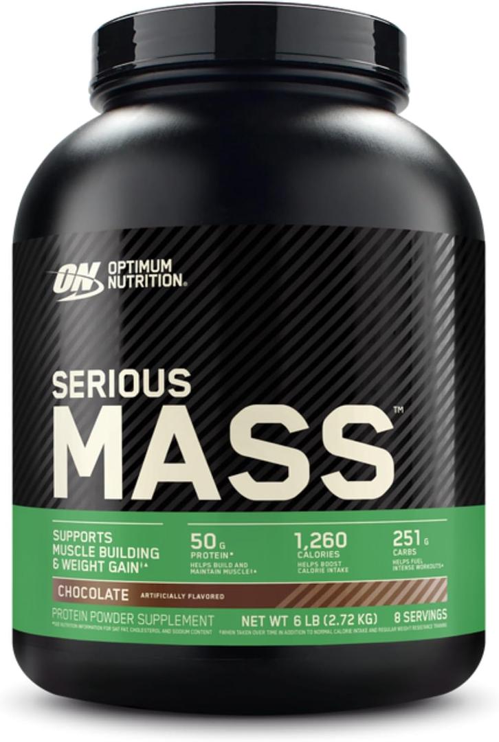 Optimum Nutrition Serious Mass, Weight Gainer Protein Powder, Mass Gainer, Vitamin C and Zinc for Immune Support, Creatine, Chocolate, 6 Pound