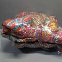 Qucover Cotton Quilted Throw Blanket, Soft Boho Quilt 59"x79", Bright Colorful Red, Orange, Pink and Blue Reversible Paisley Lightweight Quilts for Couch Sofa Beds