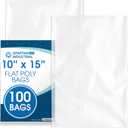 10" X 15" Open-End Flat Clear Poly Bags (100 Count) - 1.1 Mil Clear Plastic Bags for Packaging and Storage - No Adhesive Strip - Spartan Industrial