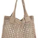 ENBEI Women's Beach Tote Bag, Crochet Knit Hollow Design, Stylish Tote for Beach,Travel and Everyday Use Aesthetic Handbag