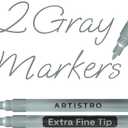 ARTISTRO 2 Gray Acrylic Paint Markers - 0.7mm Extra Fine-Tip Paint Pens - Perfect for Crafting, Art Projects, & More