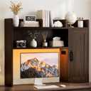 Desktop Bookshelf, Desk Hutch with RGB LED Lights & Power Outlets, 37.4" with LED