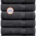 KAHAF COLLECTION 100% Cotton Bath Towels, 24x48 Pack of 6 Towels, Quick Dry, Highly Absorbent, Soft Feel Towel, Gym, Spa, Bathroom, Shower, Pool, Luxury Soft Towels (Grey, 24x48-6 Pack)