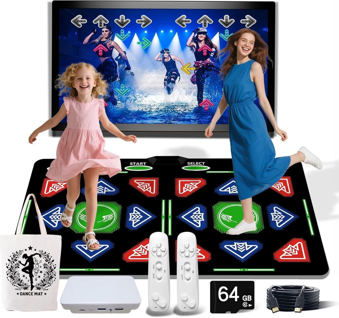 Electronic Dance Mat,64GB Memory Card,1000 Games,885 Songs,81 MVs,Flannel
