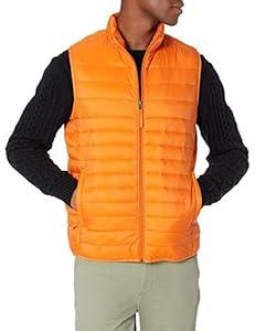 Amazon Essentials Men's Lightweight Water-Resistant Packable Puffer Vest, Burnt Orange, X-Small