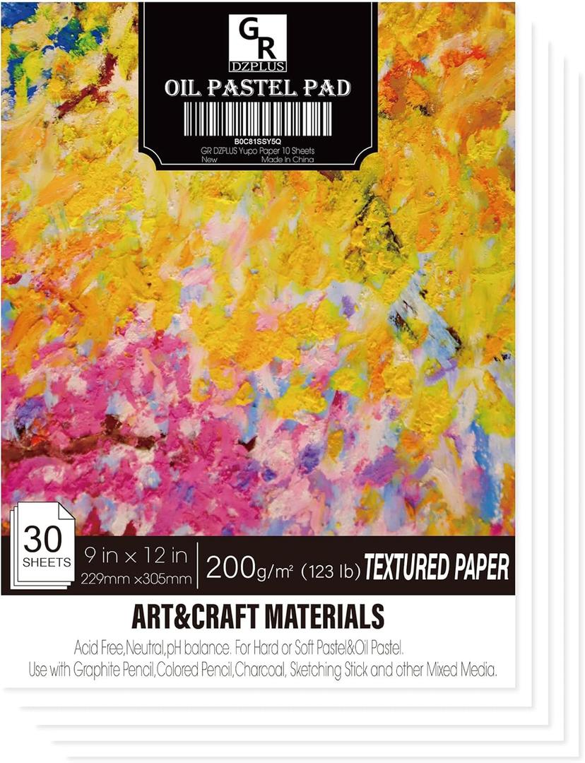 GR DZPLUS Oil Pastel | 9x12 in (123 lb/200g) | 30 Sheets Heavyweight Drawing Paper