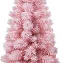 4FT PRE-LIT Flocked Pink Tree