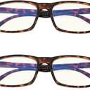 Eyekepper 2 Pack Computer Reading Glasses Blue Light Blocking Readers for Men Women, Tortoiseshell