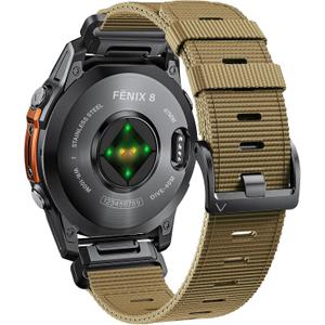 Compatible with Garmin Fenix 6 Watch Band for Fenix 8 47mm/8 Pro 47mm/Fenix 7/Fenix 6 Pro/5/5 plus, 22mm Quickfit Nylon Sport Watch Strap for Forerunner 945/965/935/Epix gen 2/Instinct, Brown