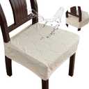 Removable Washable Dining Chair Seat Covers Set of 2,Stretch Jacquard Chair Seat Cushion Protector Slipcovers, Rear Covers (Beige)