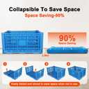 Collapsible Milk Crate, 72L Heavy Duty Plastic Storage Crate Stackable, Collapsible Crates for Storage, Space Saving for Home & Camping - Extra Large, Holds 130 lbs, Blue