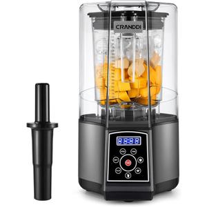 CRANDDI Smart Commercial Blender - Digital Touchscreen with Removable Lid, 80 oz Capacity, 3 Preset Programs with Smoothie, Juice, Clean & More, 1500W, 120V, K85TS (Gray)