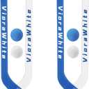 8 Pcs Mini Knee Hockey Stick and Ball Set Knee Hockey Set Includes 4 Mini Sticks and 4 Foam Balls for Sports Winter Indoor Floor (White Blue)