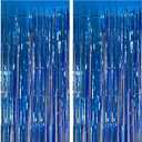 2 Pack Blue Party Decorations Ocean Party Decor Supplies Blue Party Streamers Birthday Decorations Tinsel Foil Fringe Curtains Photo Booth Props Celebration Decorations, 2 pcs
