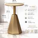 Round Wood Side Table, Coffee Nightstand Cocktail Drink Modern Accent Circle End Table, Wood Pedestal Base for Living Room, Bedroom, Small Spaces, Offices, Gold, 21.6" H x 15.7" L x 15.7" W