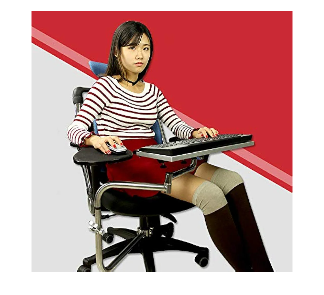 Computer Keyboard Stand Laptop Mouse Mount for Workstation Video Gaming, Installed to Chair or Any Round Bar with Maximum 1.96 inch Diagonal Thickness