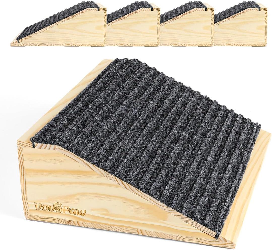 Dog Ramp for Stairs, Non-Slip Dog Stairs, Sturdy Wooden Pet Steps for Small Dogs and Cats Fits Staircase Indoor, Assist for Injured and Older Pets(4 Pack/S, Light Wood)