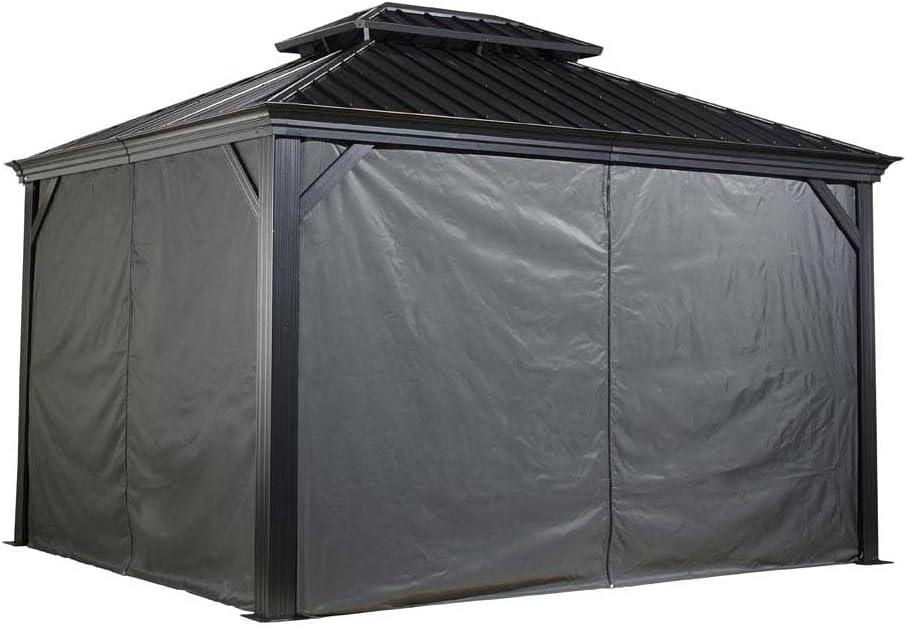 Sojag 135-9163810 10' x 12' Curtains for Monaco/Messina/Mykonos Outdoor Gazebo Models, Grey