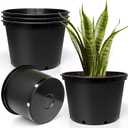 10 x RooTrimmer 7 Gallon Plastic Nursery Pots, 15 Inch Large Plastic Pots for Plants, Round Plant Pots with Drainage Holes, Flower Pots for Outdoor Indoor Plants, Gardening Gifts for Women (5-Pack, Black)