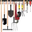 34'' All Metal Garden Tool Organizer Wall Mount Garage Organizers and Storage with Hooks Tool Hangers for Shed (34inch(17"x2pack))