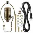 Lamp Rewire Kit - 3-Way Socket With Matching Cord and Harp Set for Table or Floor Lamp Repair, Essential Hardware for DIY Design (Antique Brass, 1)