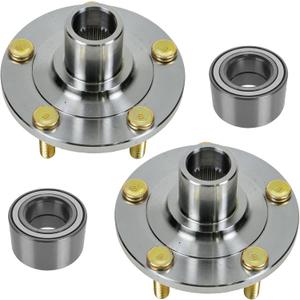 TRQ 2 Piece Front Passenger Side Driver & Passenger Side Wheel Bearing & Hub Kit Set Compatible with 2005-2013 Mazda 3 2006-2015 5