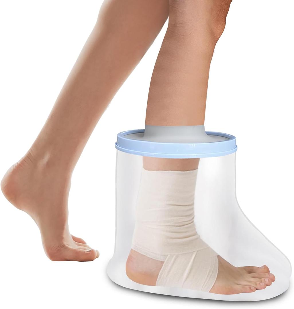 Adult Foot Cast Covers for Shower, Waterproof Shower Bandage and Cast Protector for Shower and Bath Watertight Protection to Broken Surgery Foot Ankle Wound and Burns (Blue)
