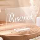Roowest 10 Set Acrylic Reserved Table Signs Clear Wedding Reserved Signs with Holder Table Cards for Wedding Seating Reception Restaurant Birthday Party Ceremony Decoration(Clear, White)