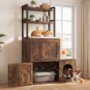 Heybly Cat Litter Box Enclosure Furniture with Shelves & Storage, HCLB002SR