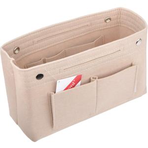 Vercord Felt Purse Tote Organizer Insert Divider Inside Handbag for Women Medium Beige, 11 inch x7.1 inch x3.5 inch