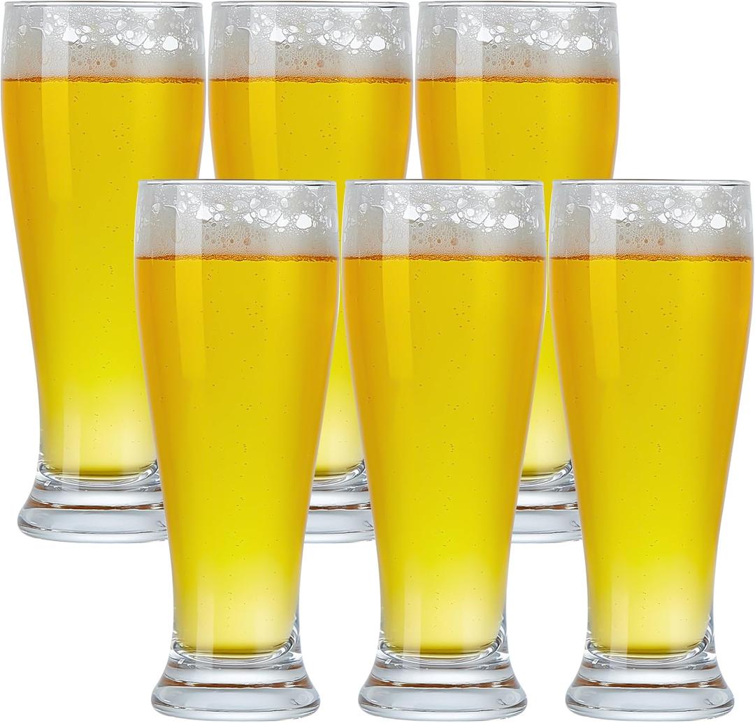 Beer Glasses Set of 6 14oz Pint Glasses Tall Beer Cups Drinking Glasses for Cold Beverages Classic Beer Drinking Glasses Set for Party