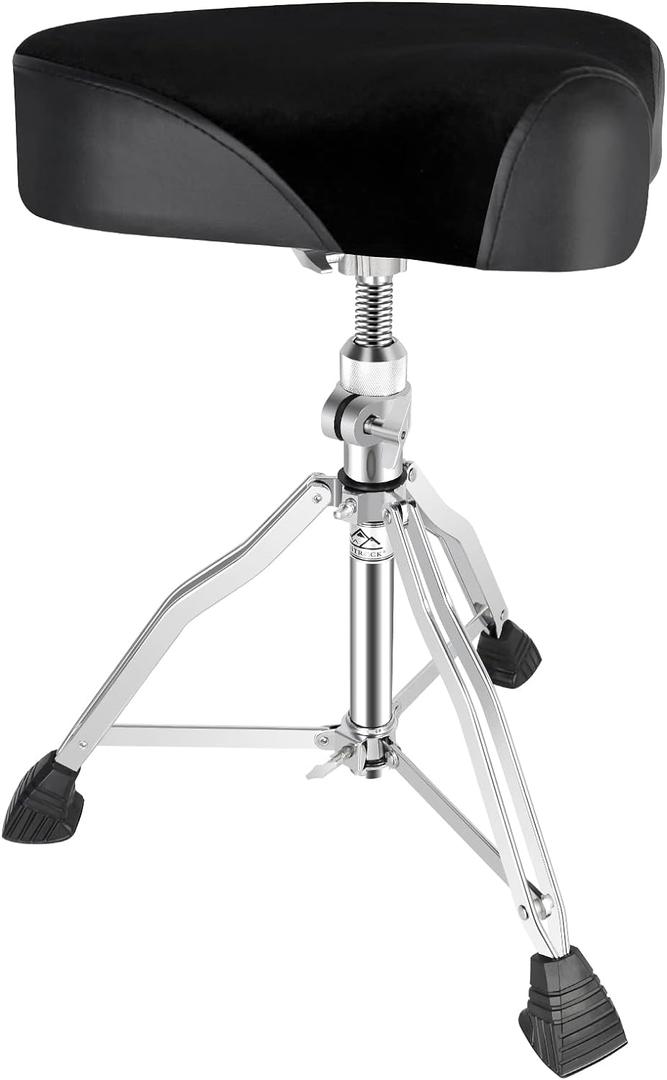 EASTROCK Drum Throne Drum Seat Height Adjustable, Rotatable Padded Drum Stools Motorcycle Style Drum Chair with Anti-Slip Feet for Drummers, Adult