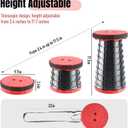 Doseno Upgraded Foldable Stool Thickened, Portable Collapsible Stool Retractable Stool for Fishing, Hiking Tours, BBQ, Parties, Outdoor Activities (Red, 2pack)